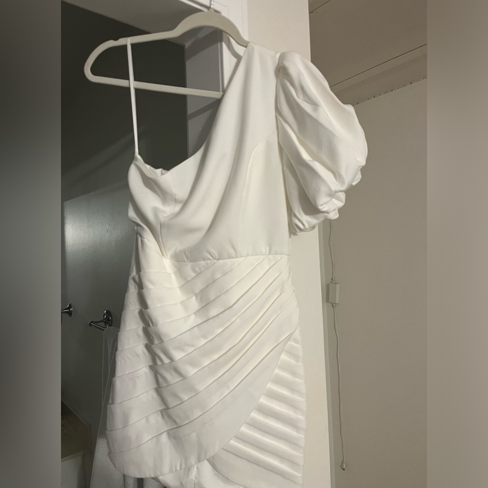 White off the shoulder mini dress